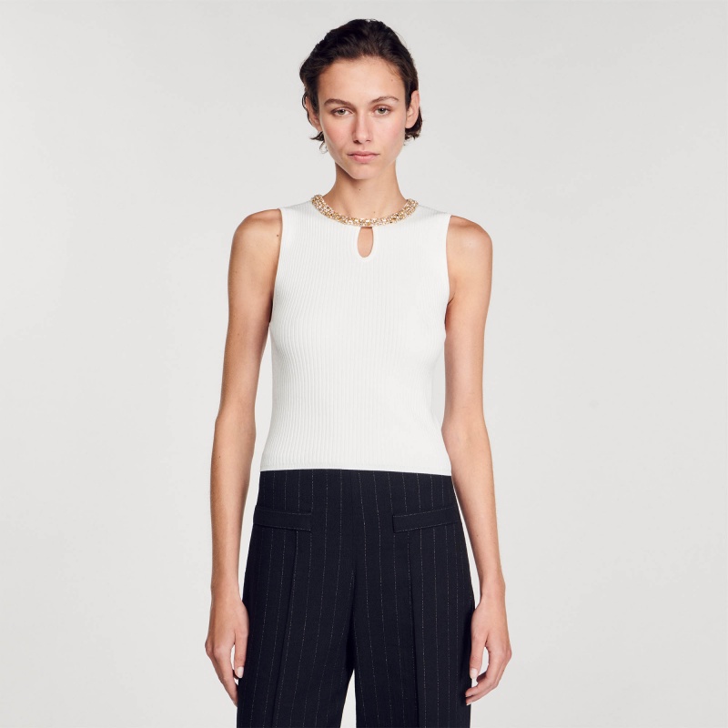 Sandro Vest top with jewellery neck White | SN-SDO64683