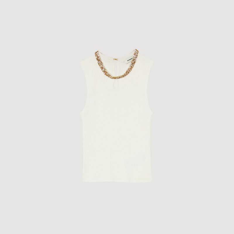 Sandro Vest top with jewellery neck White | SN-SDO64683