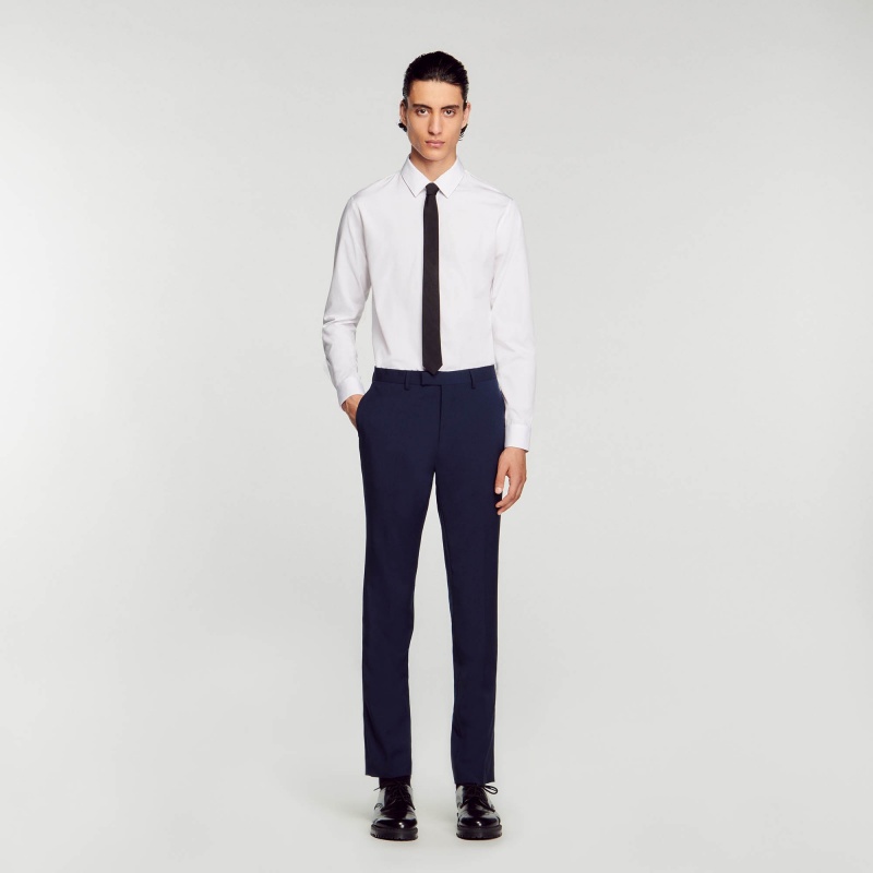 Sandro Virgin wool suit trousers Navy Blue | SN-SDO65361