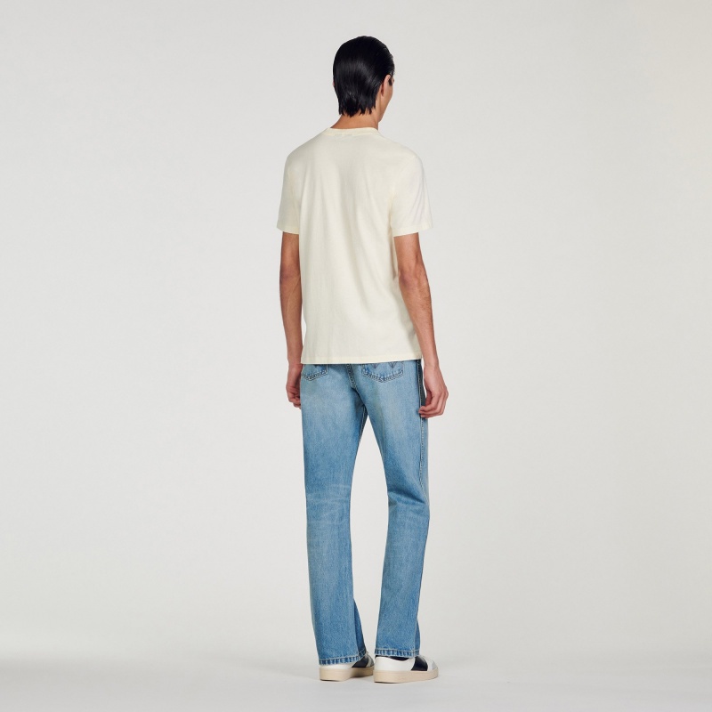 Sandro WRANGLER T-shirt Cream | SN-SDO64412