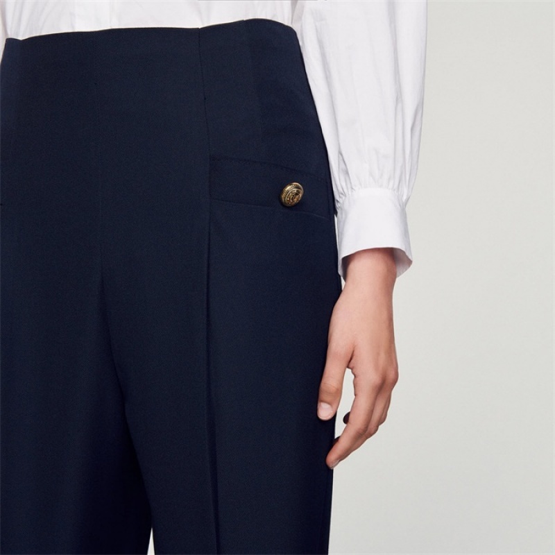 Sandro Wide legs pants Navy Blue | SN-SDO64783