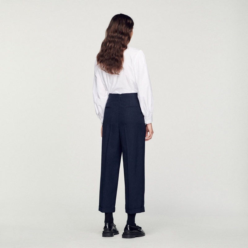 Sandro Wide legs pants Navy Blue | SN-SDO64783