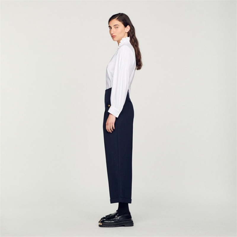 Sandro Wide legs pants Navy Blue | SN-SDO64783