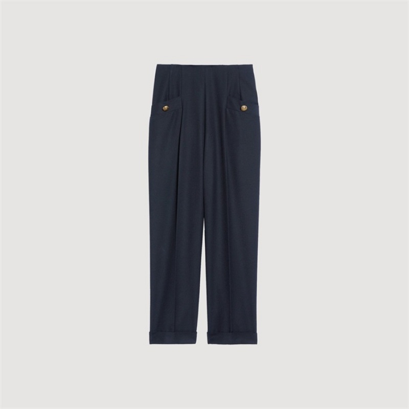 Sandro Wide legs pants Navy Blue | SN-SDO64783