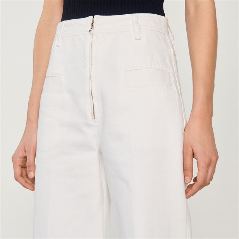 Sandro Wide-leg canvas pants White | SN-SDO64825