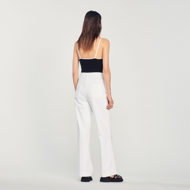 Sandro Wide-leg canvas pants White | SN-SDO64825