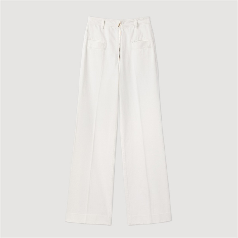 Sandro Wide-leg canvas pants White | SN-SDO64825