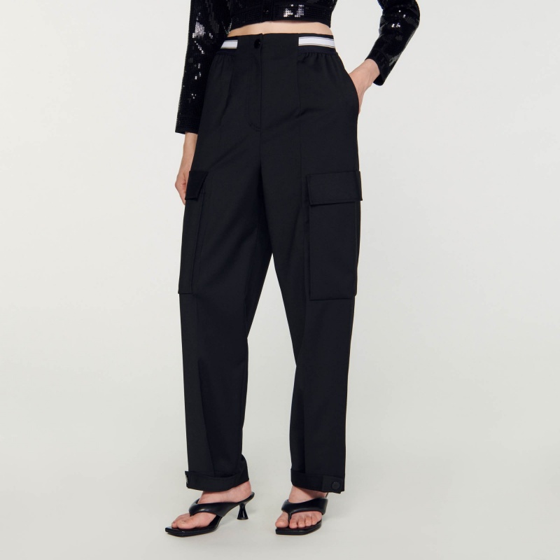 Sandro Wide-leg cargo pants Black | SN-SDO64753