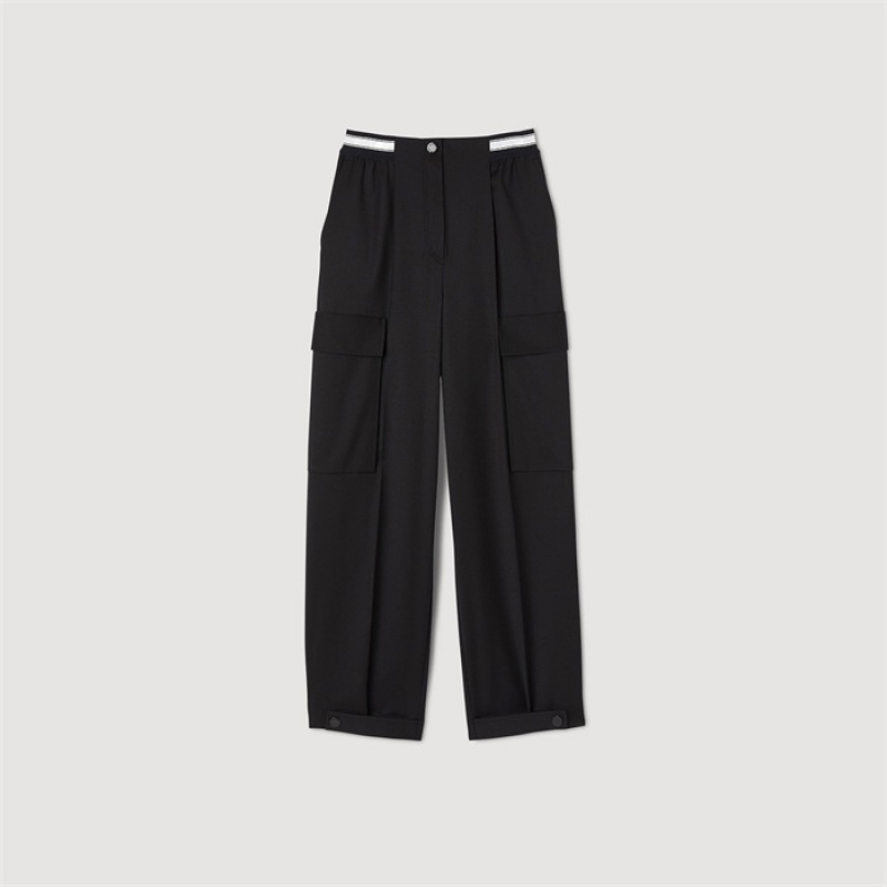 Sandro Wide-leg cargo pants Black | SN-SDO64753