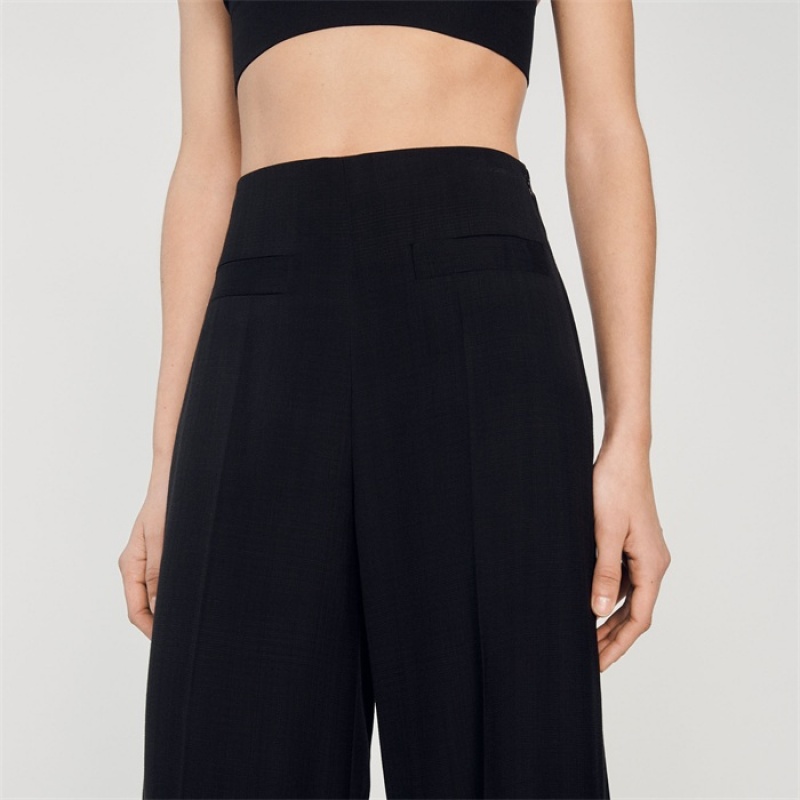 Sandro Wide-leg pants Black | SN-SDO64778