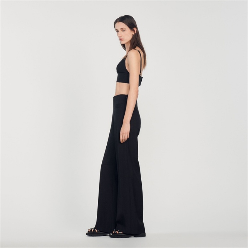 Sandro Wide-leg pants Black | SN-SDO64778