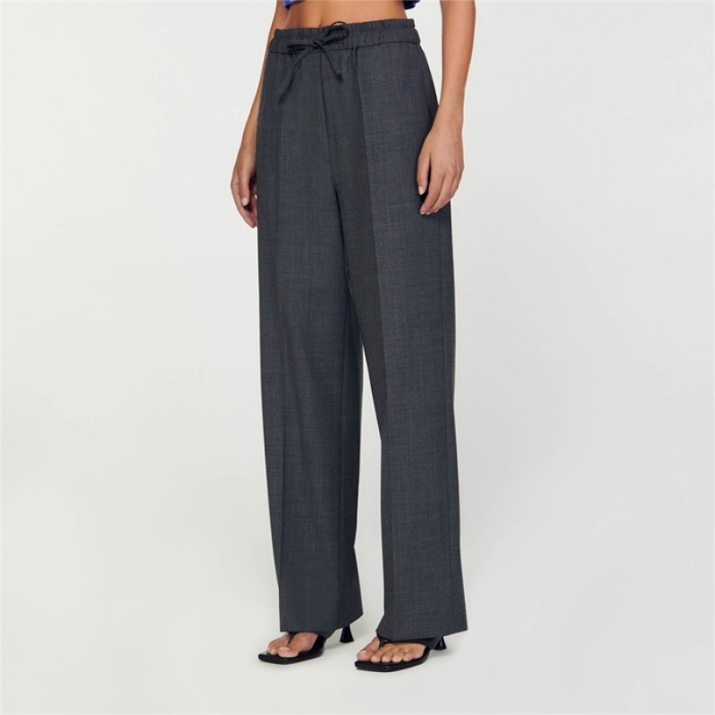 Sandro Wide-leg pants Charcoal Grey | SN-SDO64766