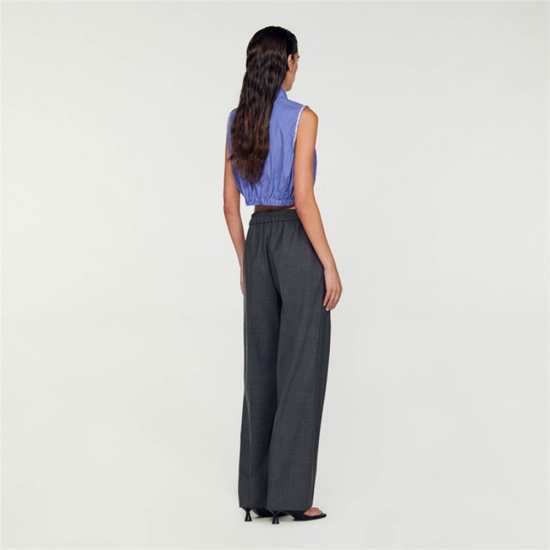 Sandro Wide-leg pants Charcoal Grey | SN-SDO64766