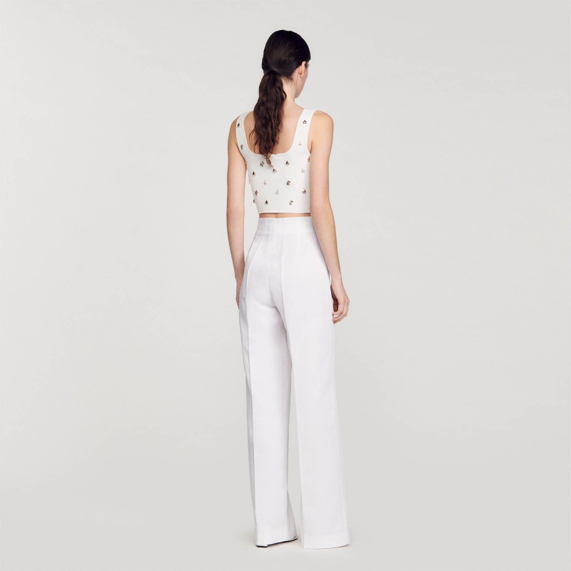 Sandro Wide-leg pants White | SN-SDO64779