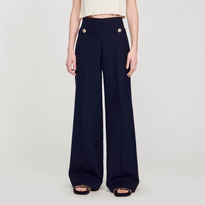 Sandro Wide-leg trousers Deep Blue | SN-SDO64801