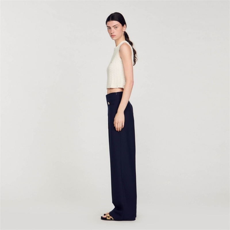 Sandro Wide-leg trousers Deep Blue | SN-SDO64801