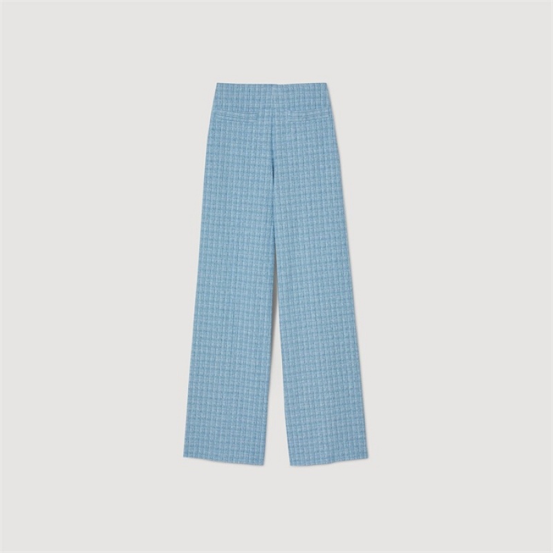 Sandro Wide-leg tweed trousers Blue | SN-SDO64804