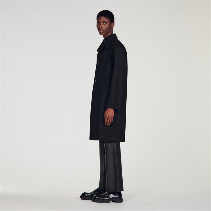 Sandro Wool and cashmere coat Black | SN-SDO65188