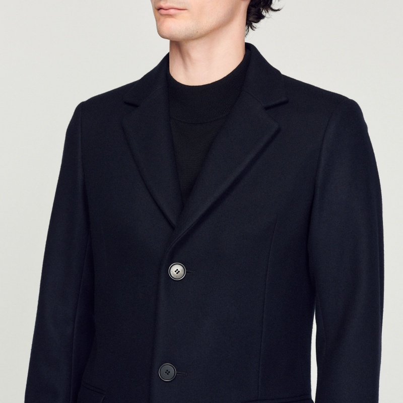 Sandro Wool and cashmere coat Navy Blue | SN-SDO65193