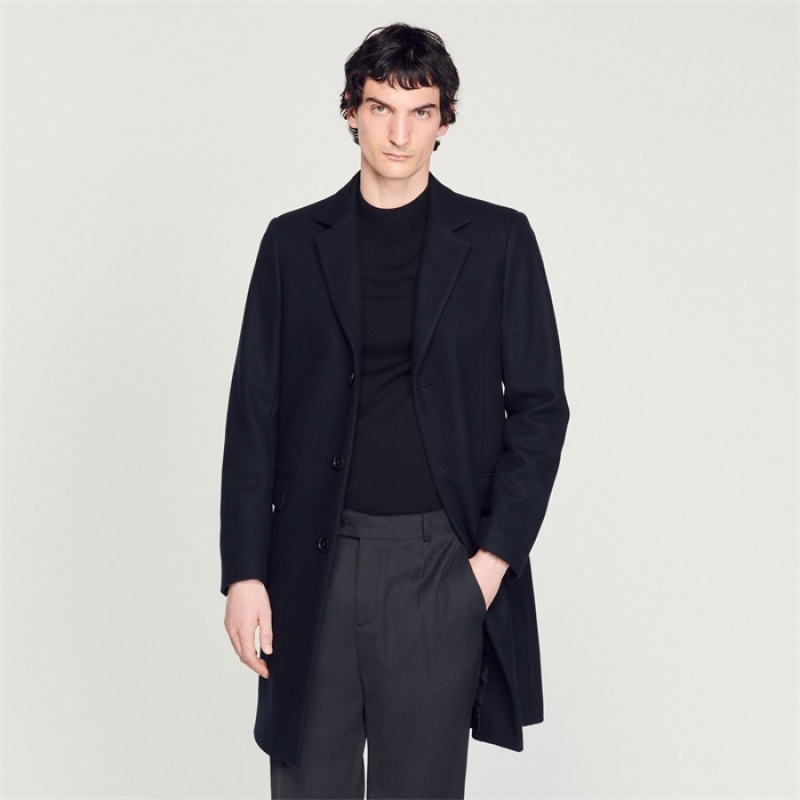 Sandro Wool and cashmere coat Navy Blue | SN-SDO65193