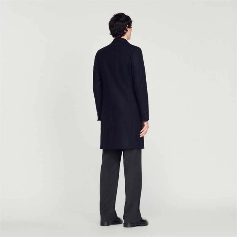 Sandro Wool and cashmere coat Navy Blue | SN-SDO65193