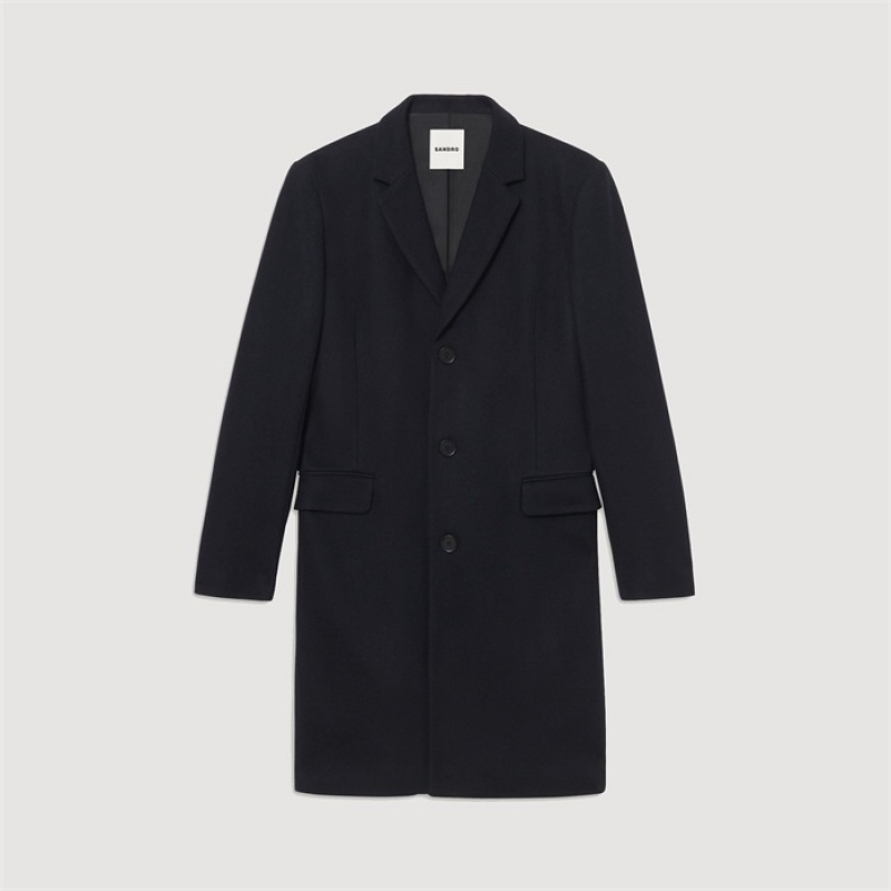 Sandro Wool and cashmere coat Navy Blue | SN-SDO65193