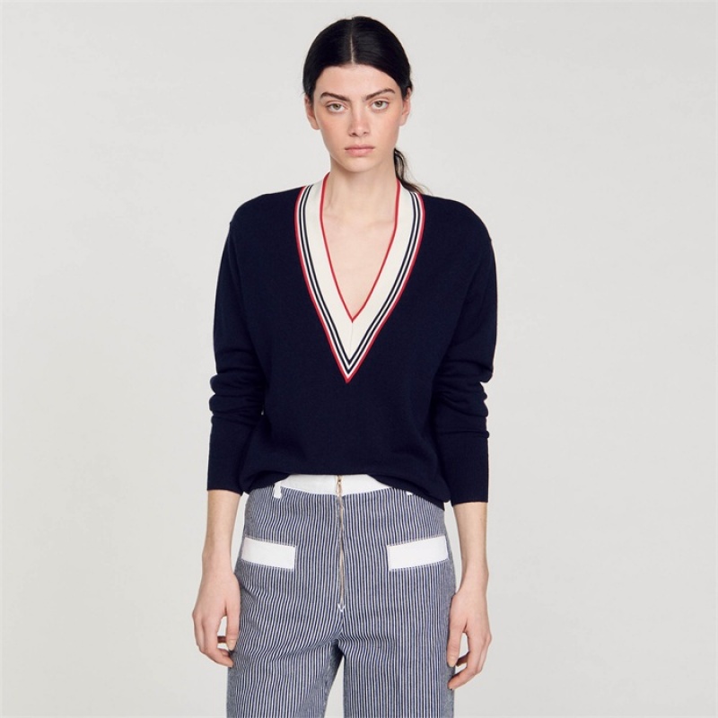 Sandro Wool and cashmere jumper Deep Blue | SN-SDO64670