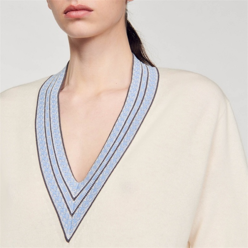 Sandro Wool and cashmere jumper Ecru | SN-SDO64666