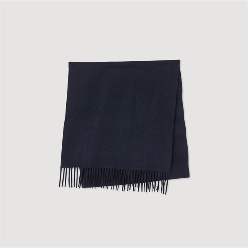 Sandro Wool and cashmere scarf Navy Blue | SN-SDO65448