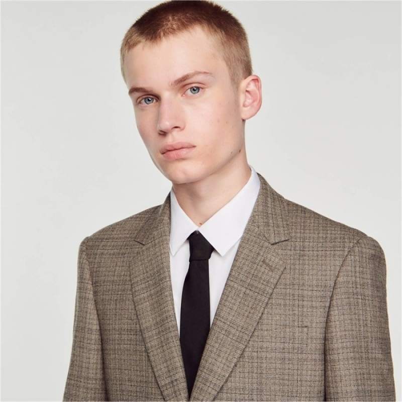 Sandro Wool checked suit jacket Grey | SN-SDO65234