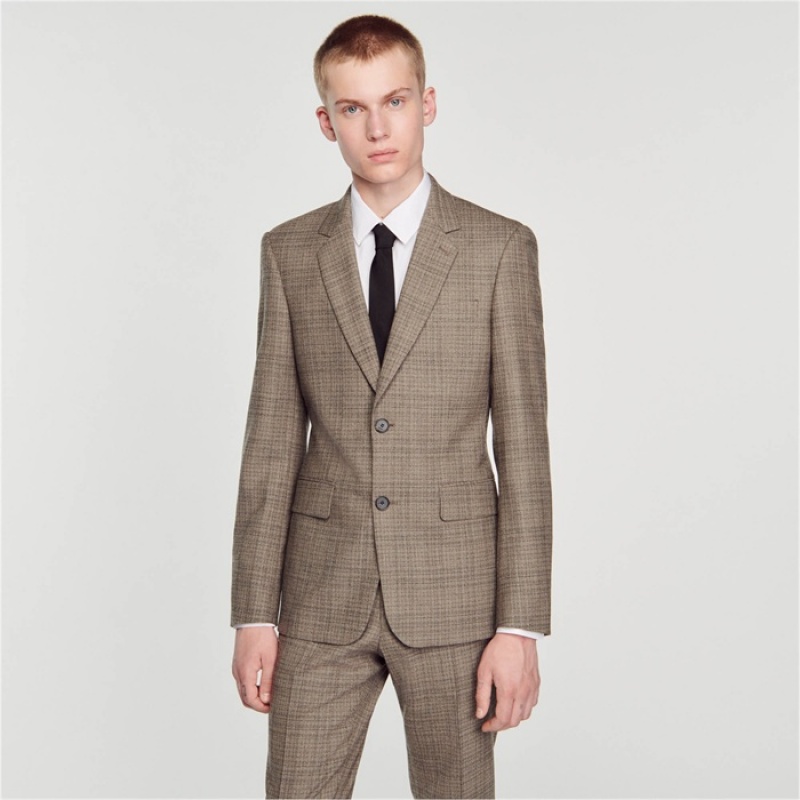 Sandro Wool checked suit jacket Grey | SN-SDO65234