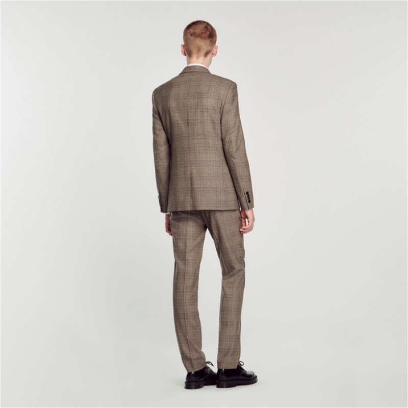 Sandro Wool checked suit jacket Grey | SN-SDO65234