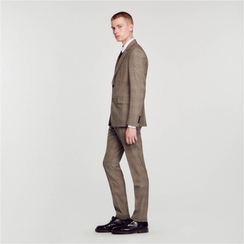 Sandro Wool checked suit jacket Grey | SN-SDO65234