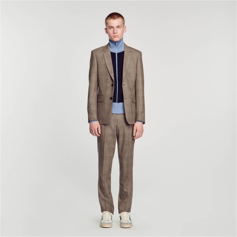 Sandro Wool checked suit jacket Grey | SN-SDO65234