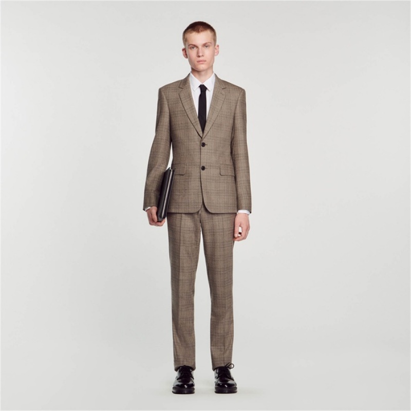 Sandro Wool checked suit jacket Grey | SN-SDO65234