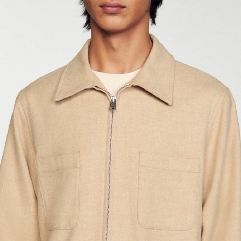 Sandro Wool overshirt Beige | SN-SDO65059