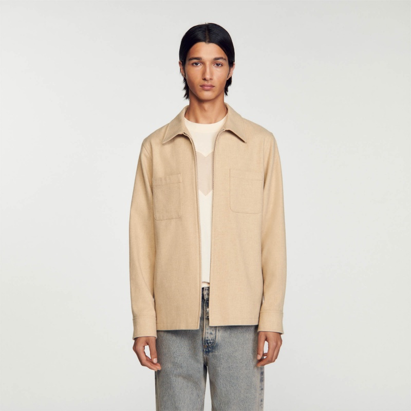 Sandro Wool overshirt Beige | SN-SDO65059