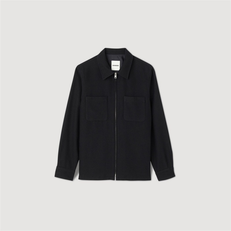 Sandro Wool overshirt Black | SN-SDO65026