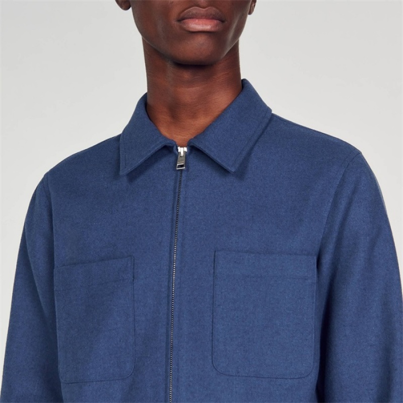 Sandro Wool overshirt Blue | SN-SDO65058