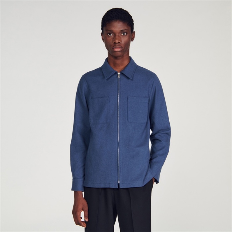 Sandro Wool overshirt Blue | SN-SDO65058