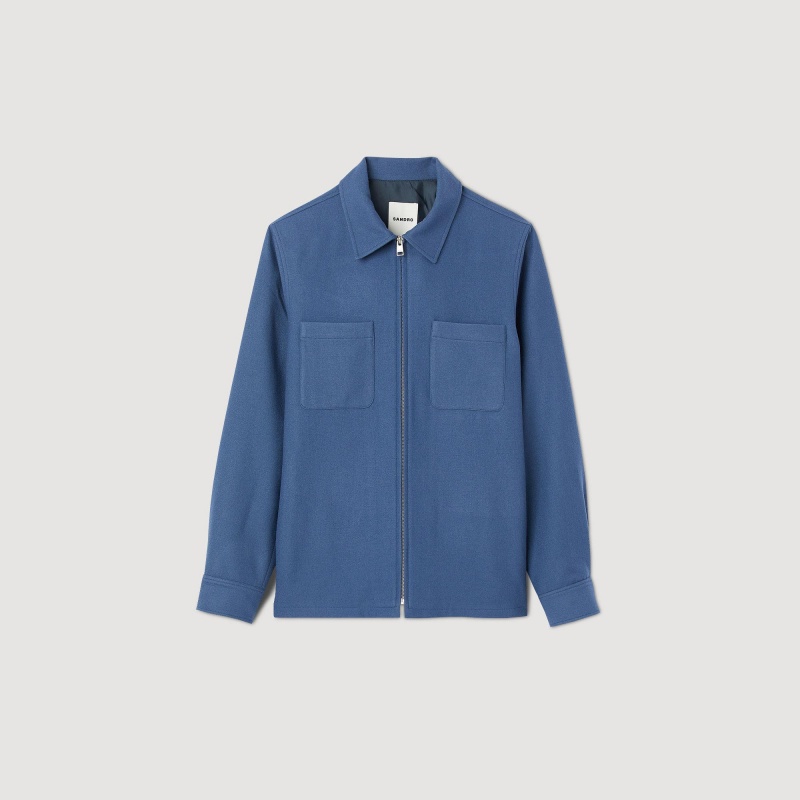 Sandro Wool overshirt Blue | SN-SDO65058