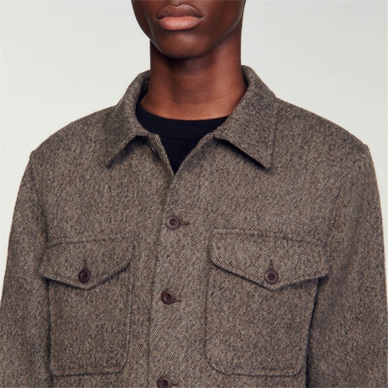 Sandro Wool overshirt Brown | SN-SDO65034