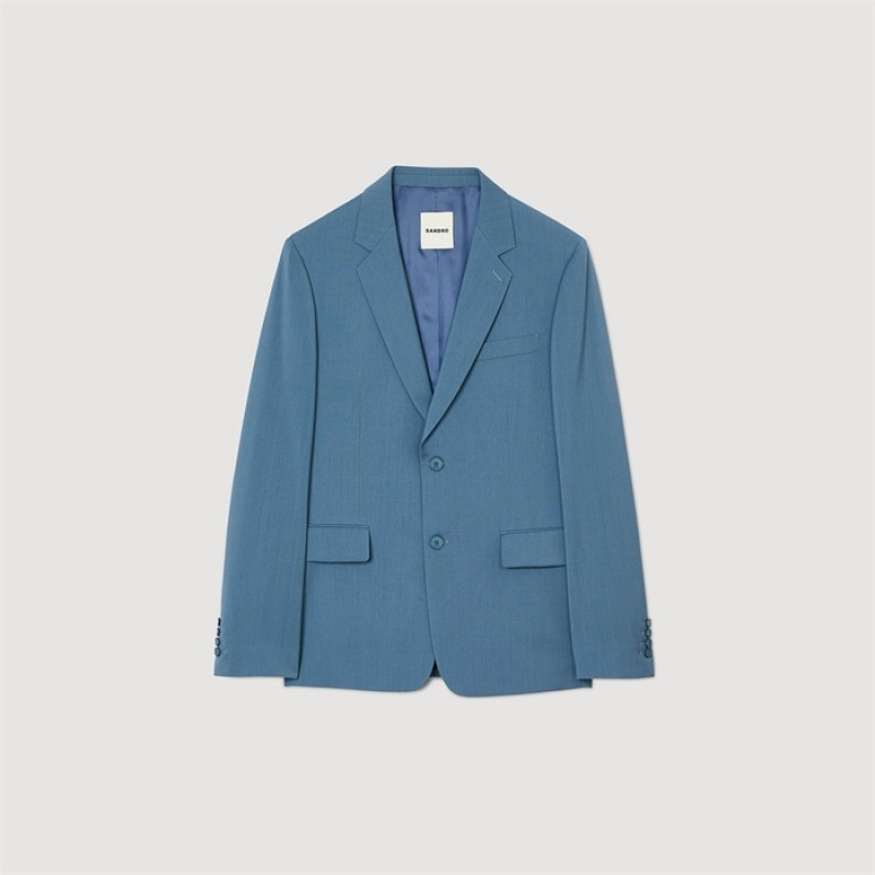 Sandro Wool suit jacket Blue Grey | SN-SDO65212