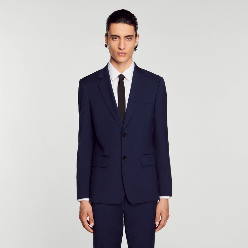 Sandro Wool suit jacket Navy Blue | SN-SDO65230