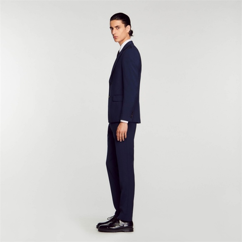 Sandro Wool suit jacket Navy Blue | SN-SDO65230