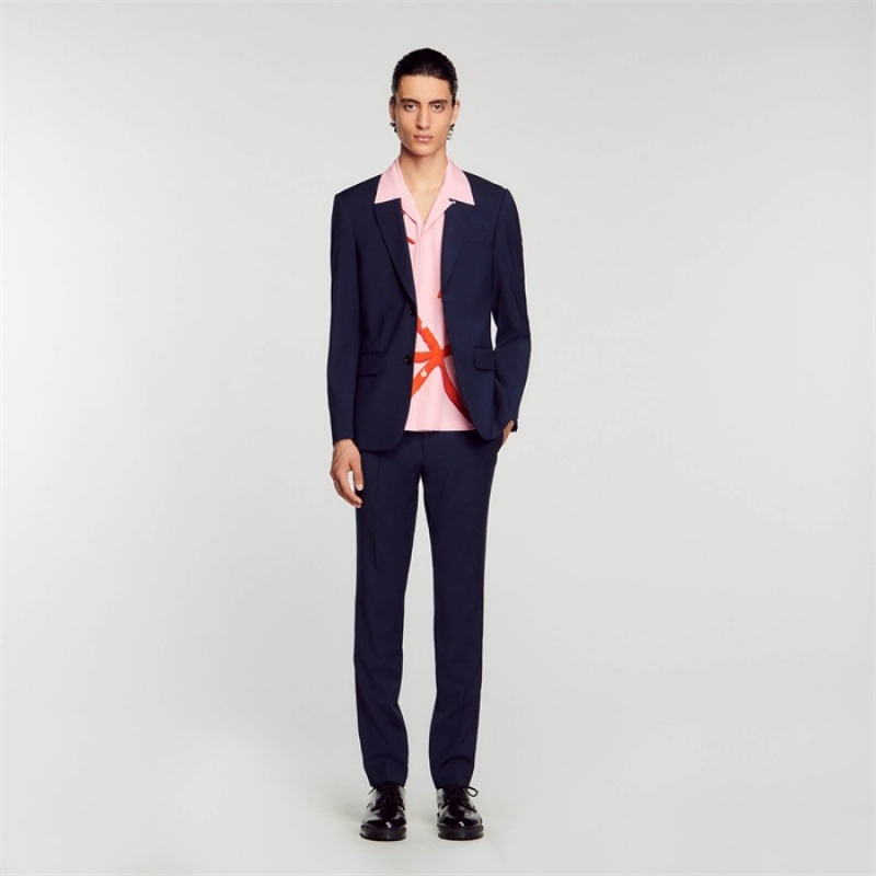 Sandro Wool suit jacket Navy Blue | SN-SDO65230