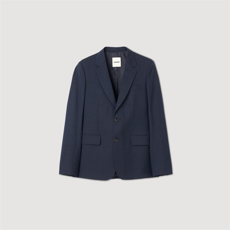 Sandro Wool suit jacket Navy Blue | SN-SDO65230