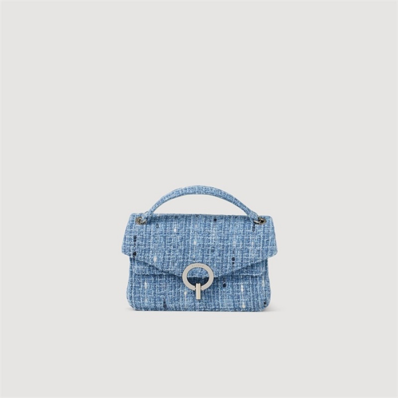 Sandro YZA small tweed bag Blue | SN-SDO64899