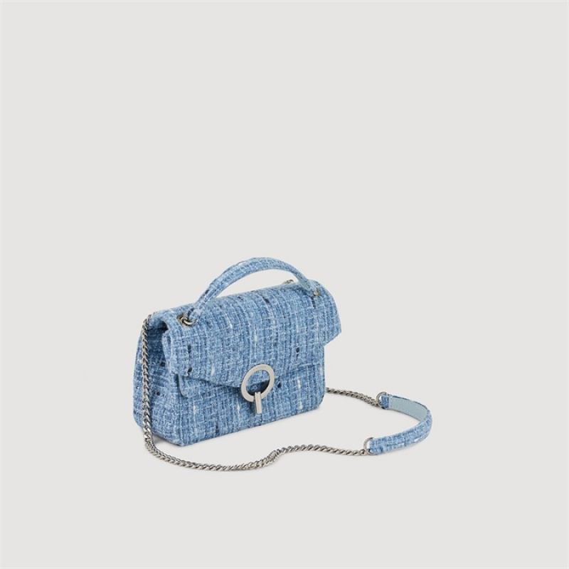 Sandro YZA small tweed bag Blue | SN-SDO64899