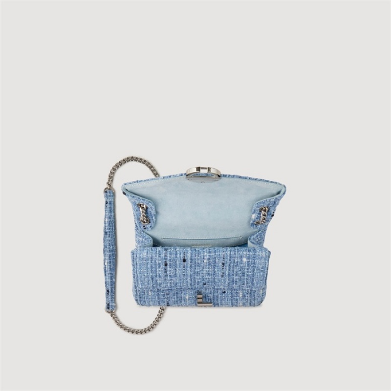 Sandro YZA small tweed bag Blue | SN-SDO64899